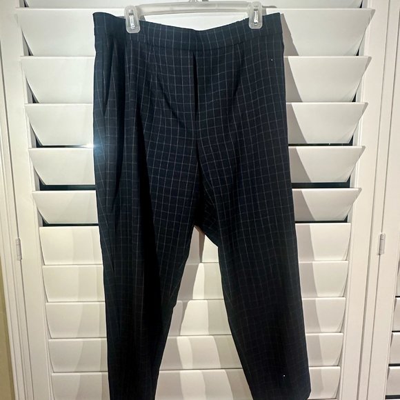 Aritzia Conan Navy Grid Ankle Pants - Picture 3 of 4